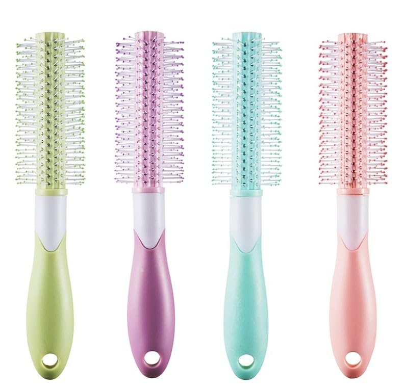 Roller Hair Brush Round Hair Comb with Plastic Handle Anti-static Hair Curler Brush Daily- Hairdressing Tool Hair Massaging Scalp Hair Drying Styling Curling 1pc -multicolor