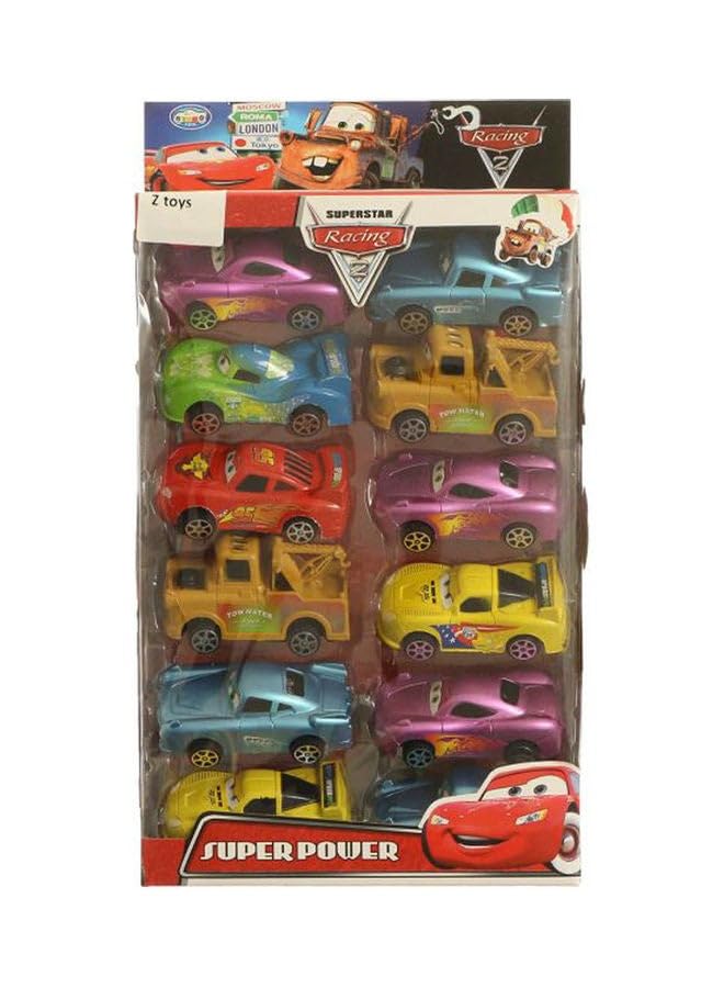 Cars Superstar Racing Set 12 Pcds For Unisex, Multi Color Multicolour