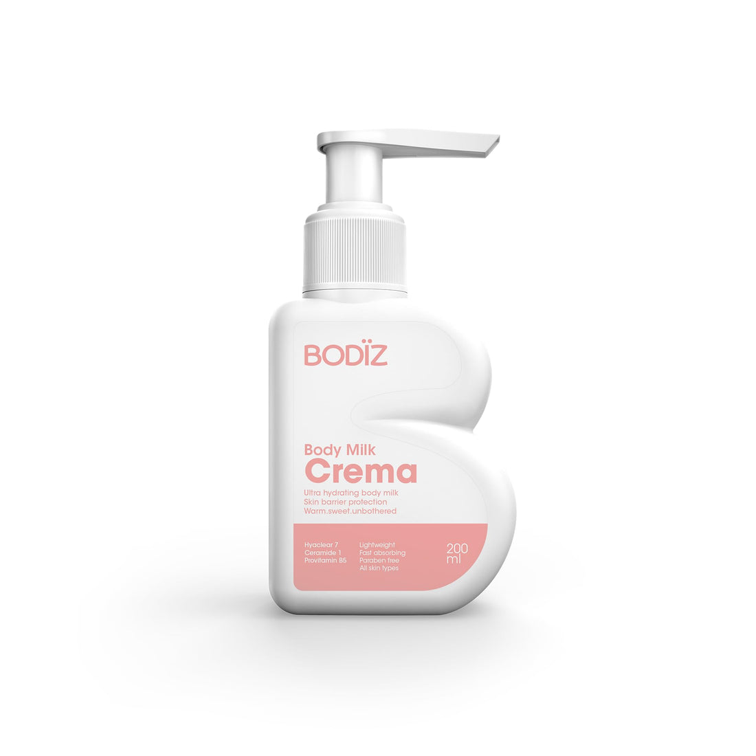 Body Milk Crema with Coconut Oil, Hyaluronic Acid and Ceramides, Lightweight Moisturizer, 200 ml