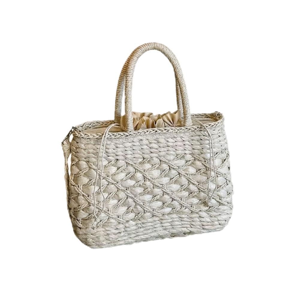 Wicker Tote - Large Capacity Handmade Straw Beach Bag with Sturdy Handles, Ideal for Vacation Travel and Shopping, Featuring Eco-Friendly Materials and Lightweight Structure for Easy