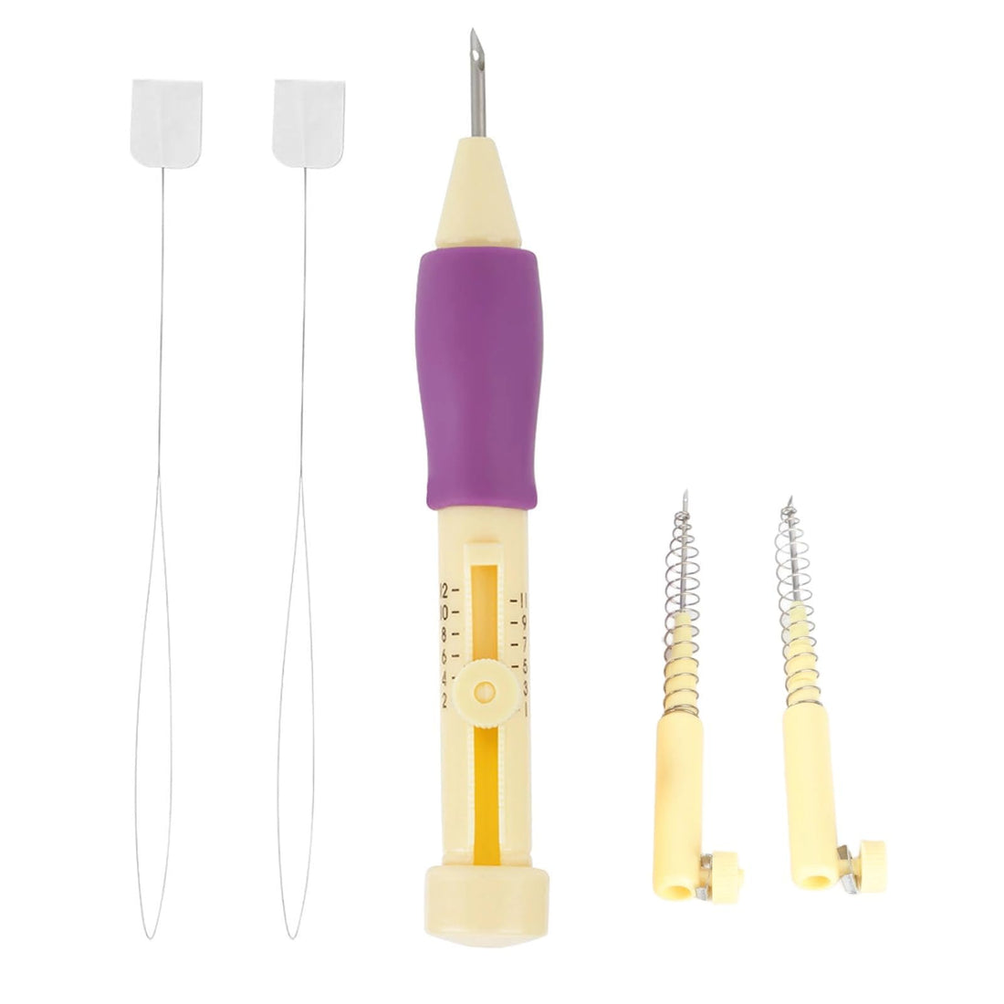 Walfront Punch Needle Embroidery Set With 3 Sizes Pen Kit Tool for DIY Craft, Threaders, Sewing, Knitting for Mother (Yellow +)