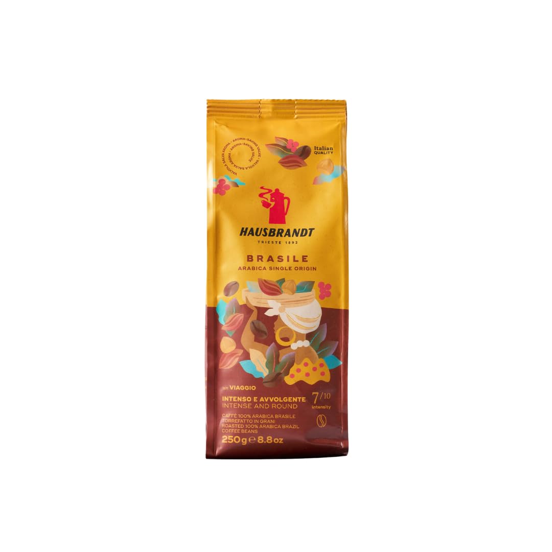 Hausbrandt Brasile Single Origin 100% Arabica, Roasted Coffee Beans 250g