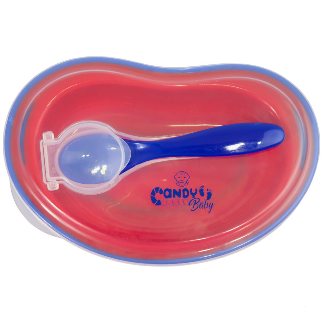 Candy Baby Baby Plate With Spoon BPA Free For Unisex-Red&Blue-(+3 Month)