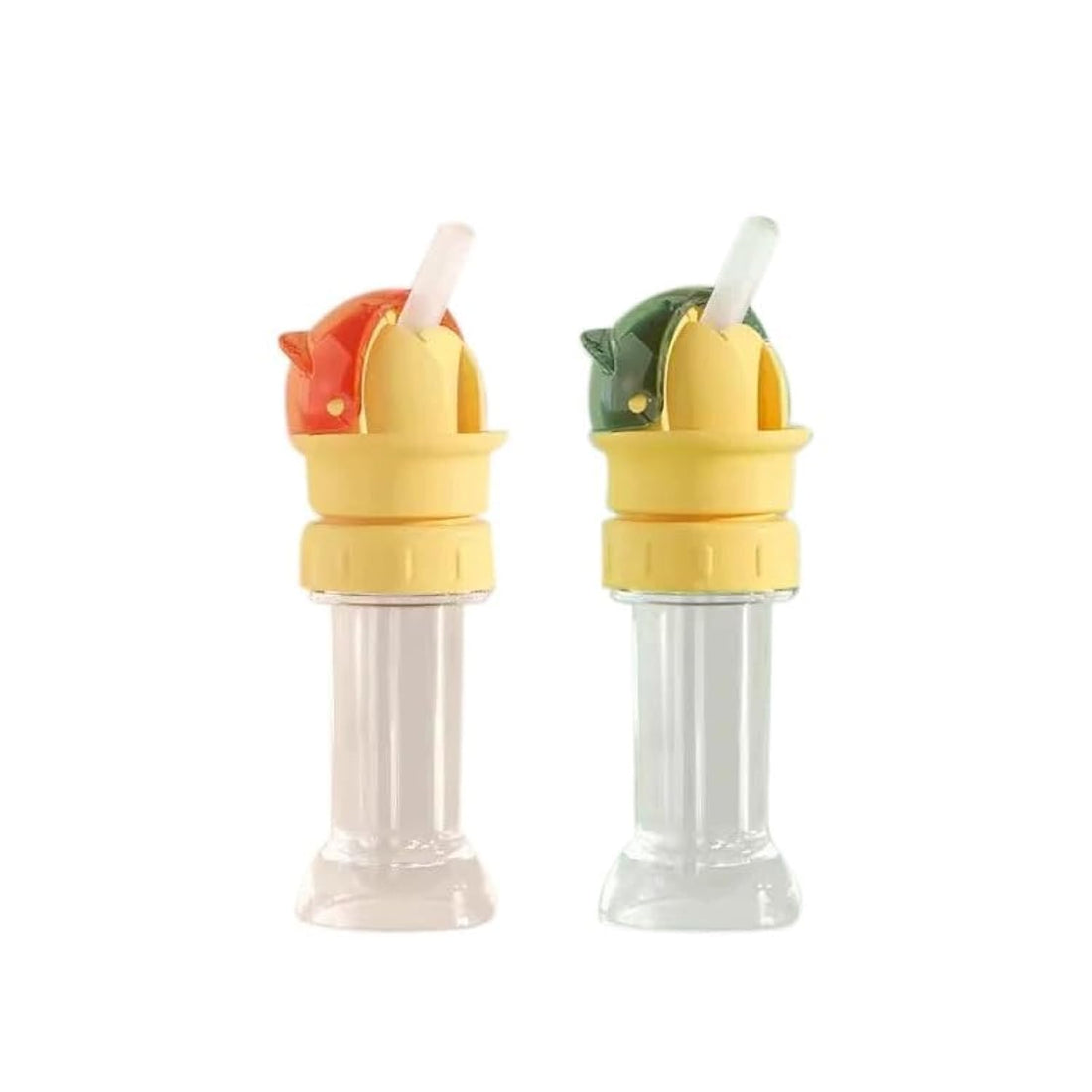 RMISODO 2-in-1 Water Bottle Straw Cap, Spill-Proof Twist Lid, Safe Drinking Straw Cap for Kids and Adults, Portable Mineral Water Drinking Device for Kids and Adults (1ORANGE1GREEN)