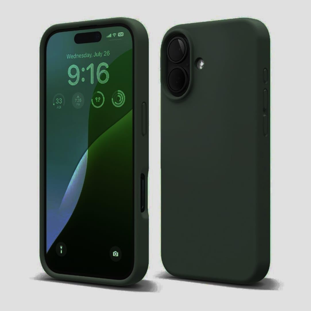 Nopatia Liquid Silicone Case for iPhone 16 (6.1 inch Screen), Ultra Slim Shockproof Full Body Protective Case with Soft Microfiber Lining - Premium Color (Olive Green)