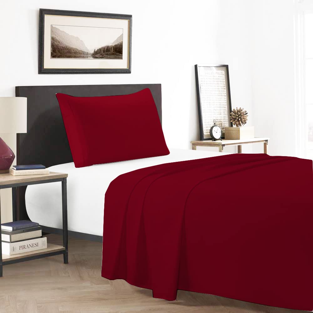 Tigers Trade Lines Bed Sheet Set Cotton - 2 Pcs From (Dark Red)
