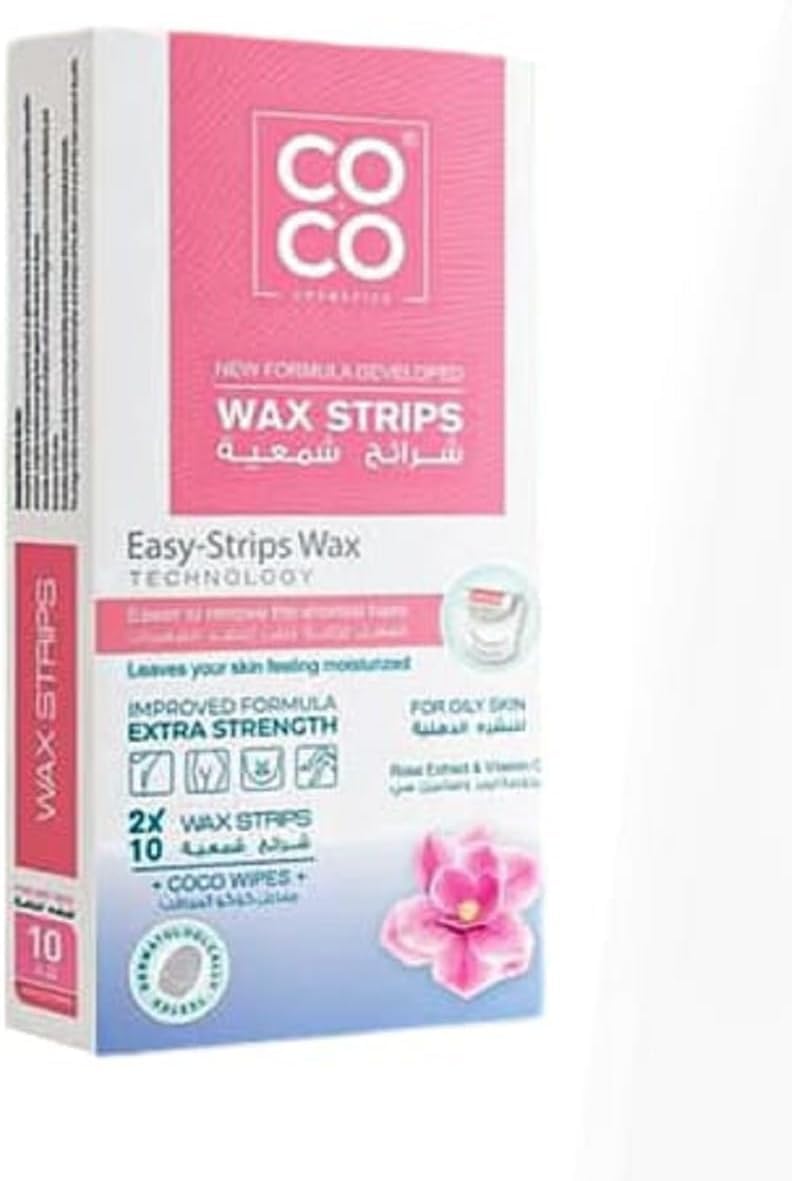 Hair Removal Wax Strips Coco Wax with Rose Extract (10pcs, Rose Extract & Vitamin c)