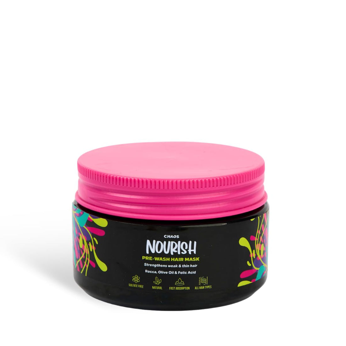 CHAOS Nourish Pre-Wash Hair Mask – Strengthens Weak & Thin Hair – With Rocca, Olive Oil & Folic Acid – Sulfate-Free, Fast Absorption – Travel size150ml