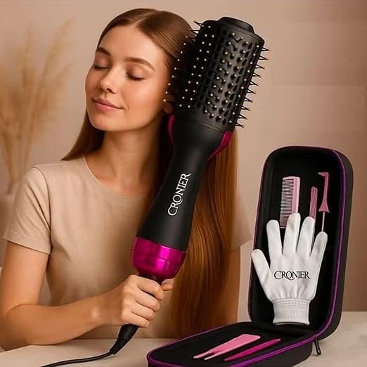 Kronier Professional 2500W Hair Straightener Brush Professional Ionic Hair Straightener Brush Long Lasting Easy to Use Fast Heating for Shiny and Soft Hair and Gift Set (Box Inside) - Multicolor