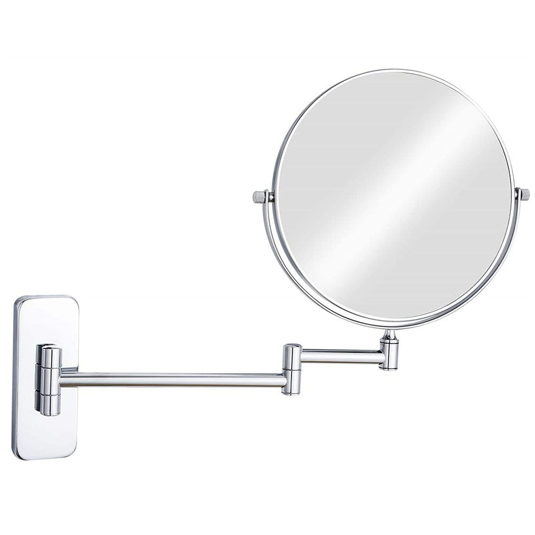 Wall Mounted Makeup Mirror, 8 Inch Chrome Finish Rotatable Magnifying Shaving Mirror, Extendable Folding Makeup Mirror, 5X