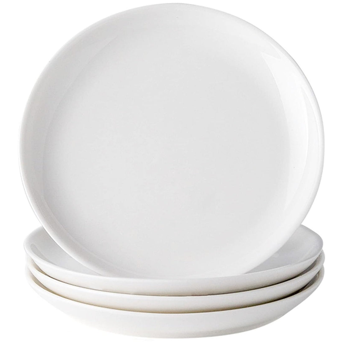 Set of 4 14 cm Cake Plates, Dessert Plates, Porcelain White Breakfast Plates for 4 People, Small, Flat Plates for Appetizers, Desserts, Bread, Dishwasher and Microwave Safe