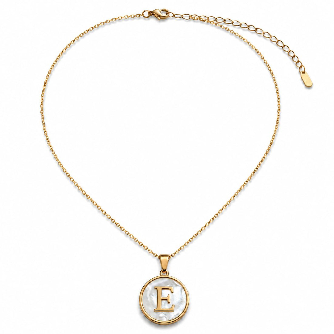 Women Initial Necklace Stainless Steel, Gold Tone Letter Pendant Necklace with Adjustable Extension Chain, Round Alphabet Charm Necklace for Daily Wear & Gift, 45 + 6 cm