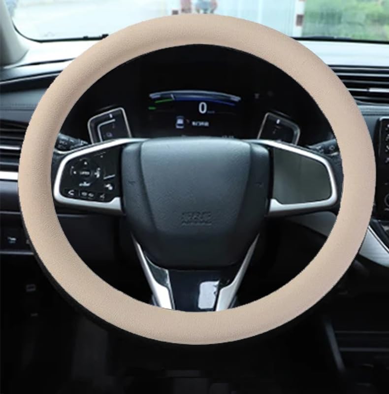 Steering Wheel Steering Wheel Cover, Silicone Rubber Flexible Cover, Anti-Slip, Soft and Comfortable Touch, Suitable for All Cars, Beige - KaberTrade