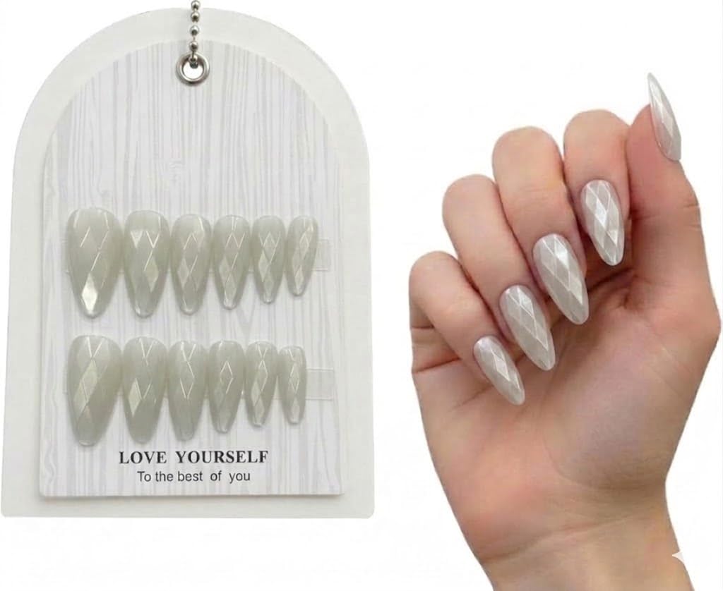 PRESS ON NAILS -5D -12 pcs Medium Long -False Nails, Perfect For Parties, Comes With 1 SHEET DOUBLE FACE - N05