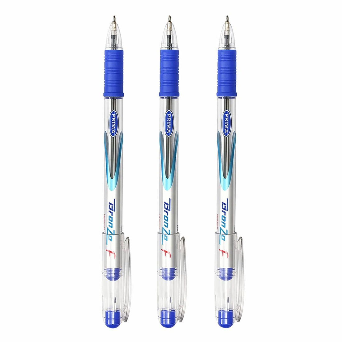 Prima Pen 3 Pack Bronzo Ballpoint Pens, Blue, 0.7 mm Tip, Comfortable Grip