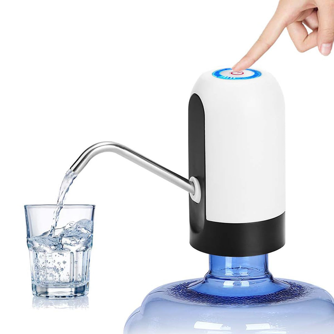 5 Gallon Water Bottle Pump Electric Portable USB Charging with 1200MAH Battery Powered White