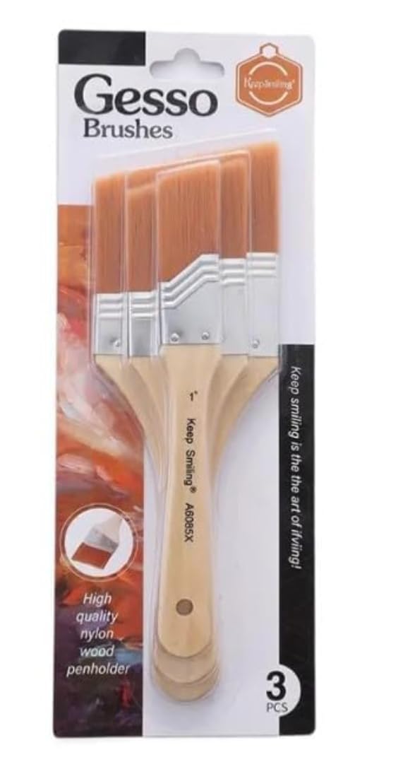 Keep Smiling 3pcs Nylon Hair Wood Handle Gesso Brush - No:A6085X