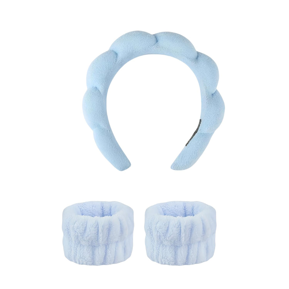 Spa Headband for Washing Face Wristband Set,3PCS Sponge Headbands for Girls Skincare Makeup,Bubble Skincare Headbands with Face Wash Wristbands