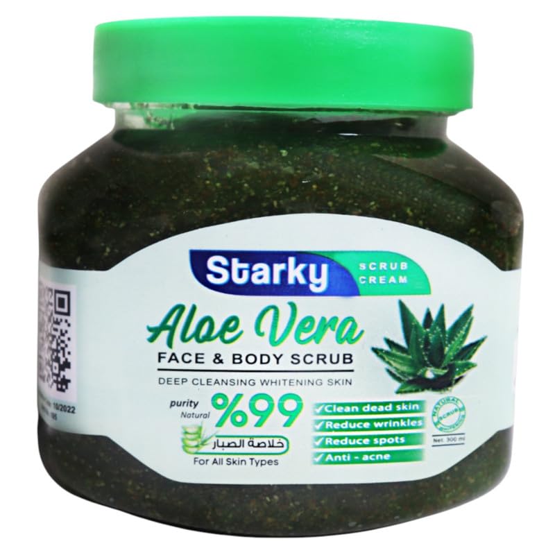 Starky Scrub Cream Face&Body Scrub Deep Cleansing Whitening Skin With Aloe Vera For All Skin Types-300ml