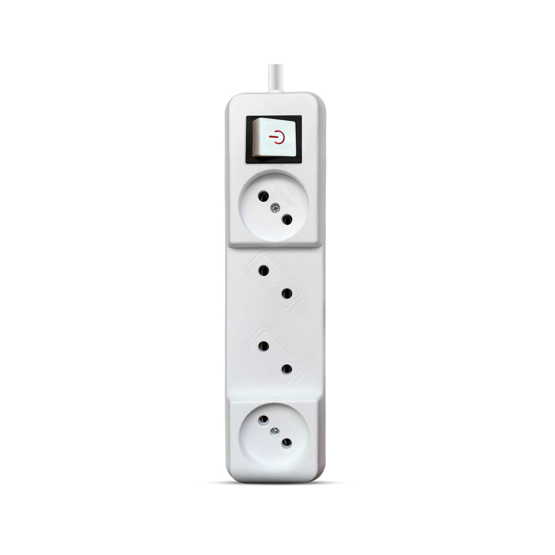 G-POWER GP238WE Electrical strip Quality Wire With Dual Plugs And 4 Outlets Ports 6 Meter Wire Length - White