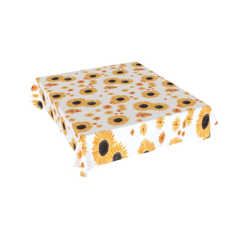 ART MOOD HOME Water-Proof Tablecloth – Elegant and Durable Polyester Table Cover, Stain-Resistant, Machine Washable, Perfect for Dining, Kitchen & Events - 140L x 140W CM - Sun Flower