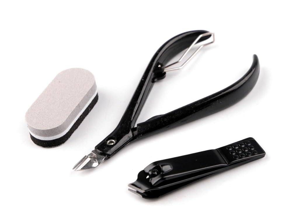 Nail Clippers Set,Sturdy Stainless Steel Toenail and Fingernail Clipper Cutters with Sharp Curved Blades,Nail Clippers for Men Women(BLACK)-3pcs