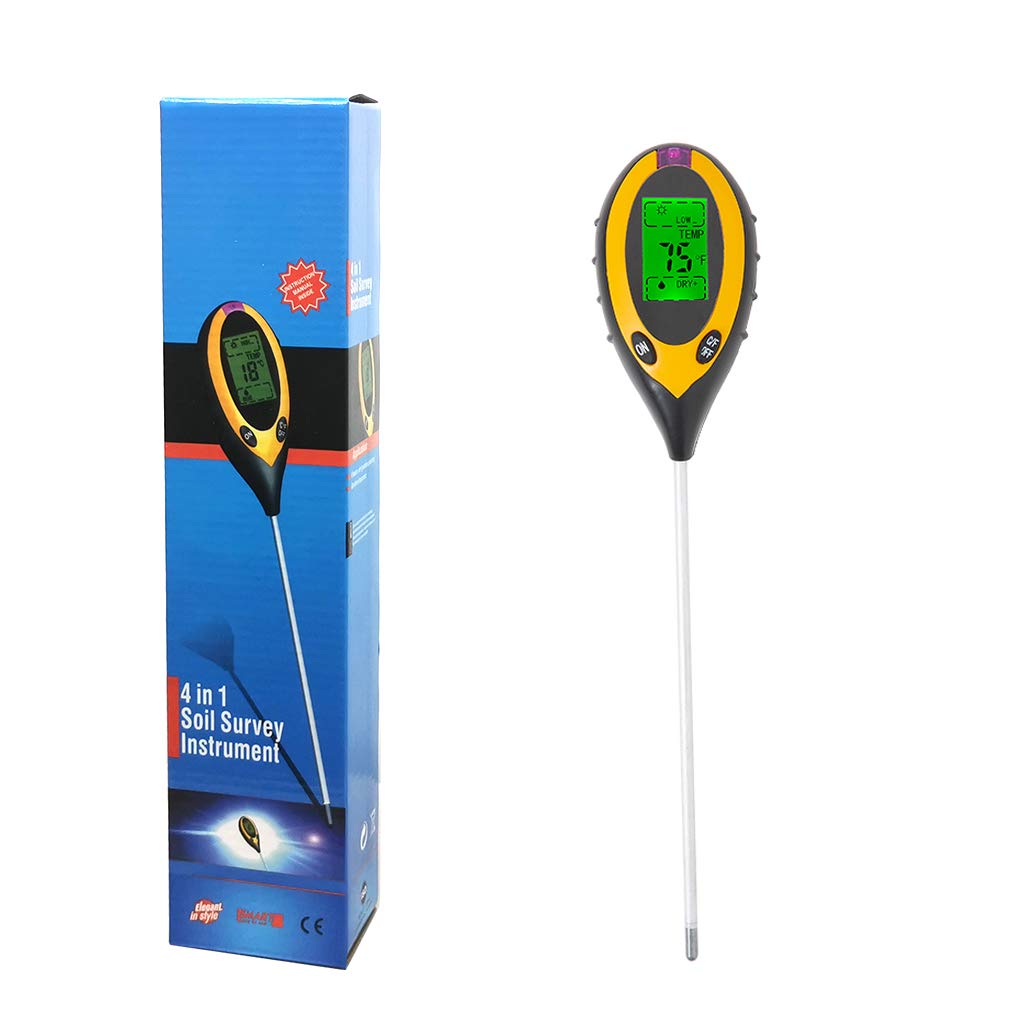 Soil Moisture Meter, Soil Testing Kit, 4 in 1 Digital Soil r with PH/Sunlight/Moisture/Temperature Mesuring Tool for Garden, Farm, Lawn, Indoor & Outdoor