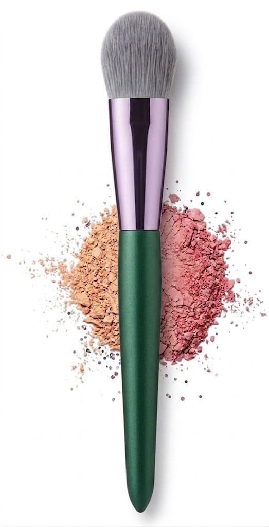 Makeup Brush, Cheek Blusher -Foundation Makeup Brush Fiber Stippling - Perfect for Foundation,Powder,Highlight,Cream,Blusher-green color -1pc