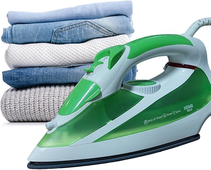 Steam Iron 2600W – Fast Heating, Dual Modes, Ceramic Coating, Variable Steam Control with Advanced Safety Features HG-2058 (Green)