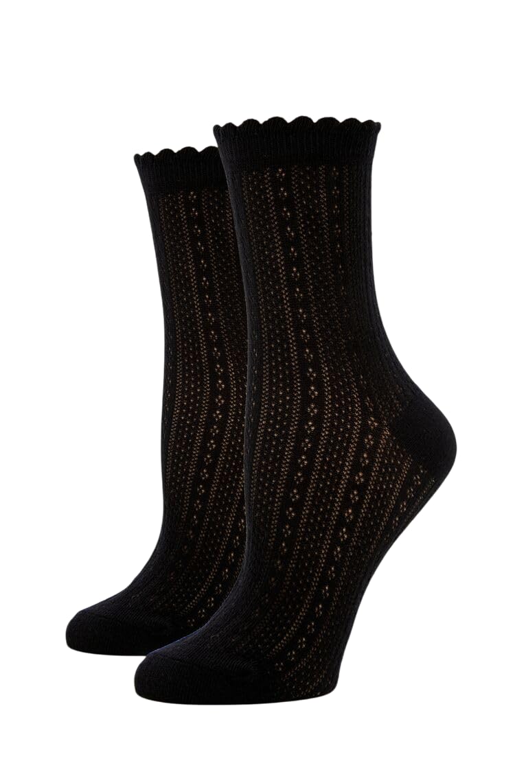 FOREVER21 Pointelle Knit Crew Socks