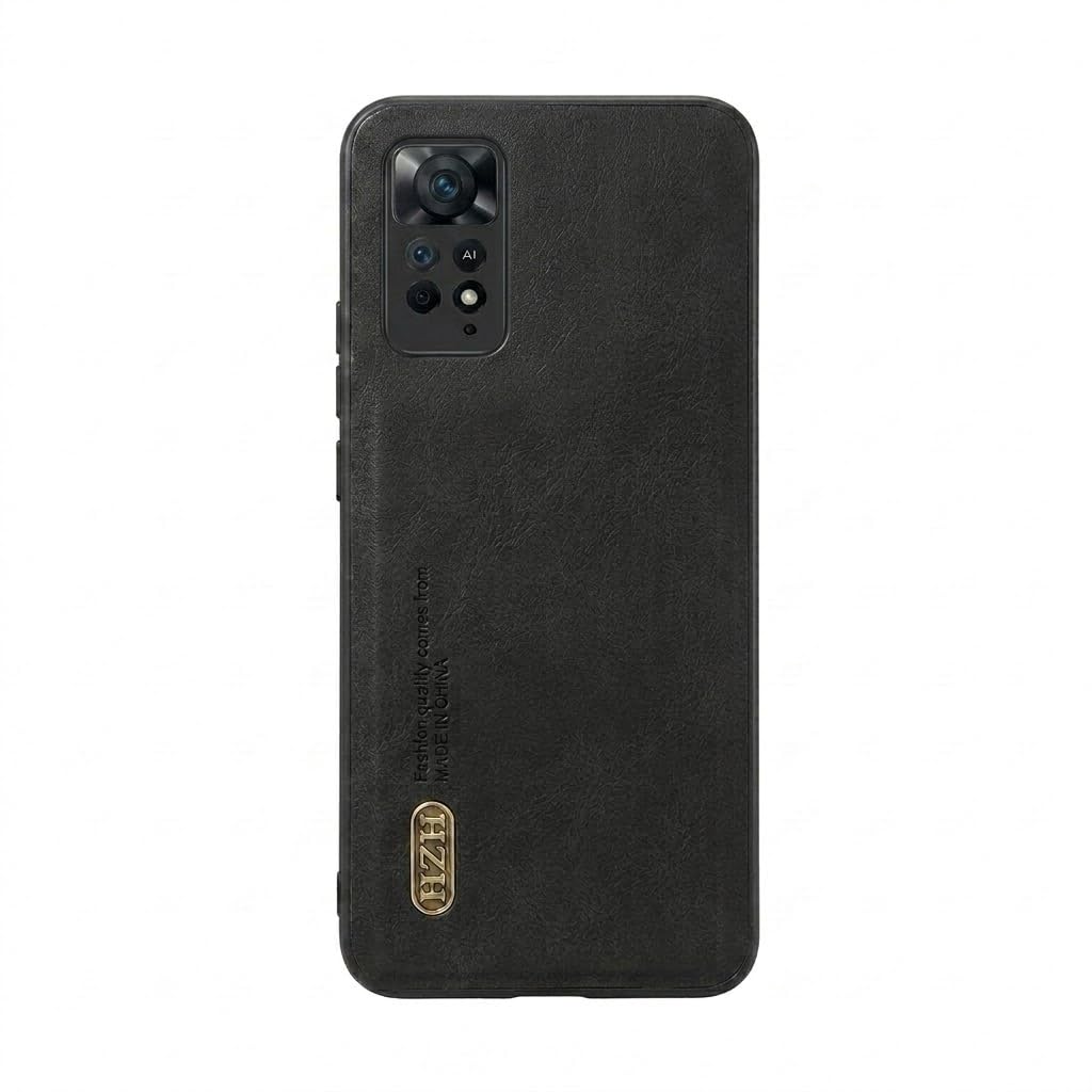 Leather Case For Luxury Faux Leather Protective Case For Stylish Compatible With (Redmi Note 11 Pro) Design Protection Anti Fingerprint Protection Case Made Of Classic Vintage Faux Leather (Black)