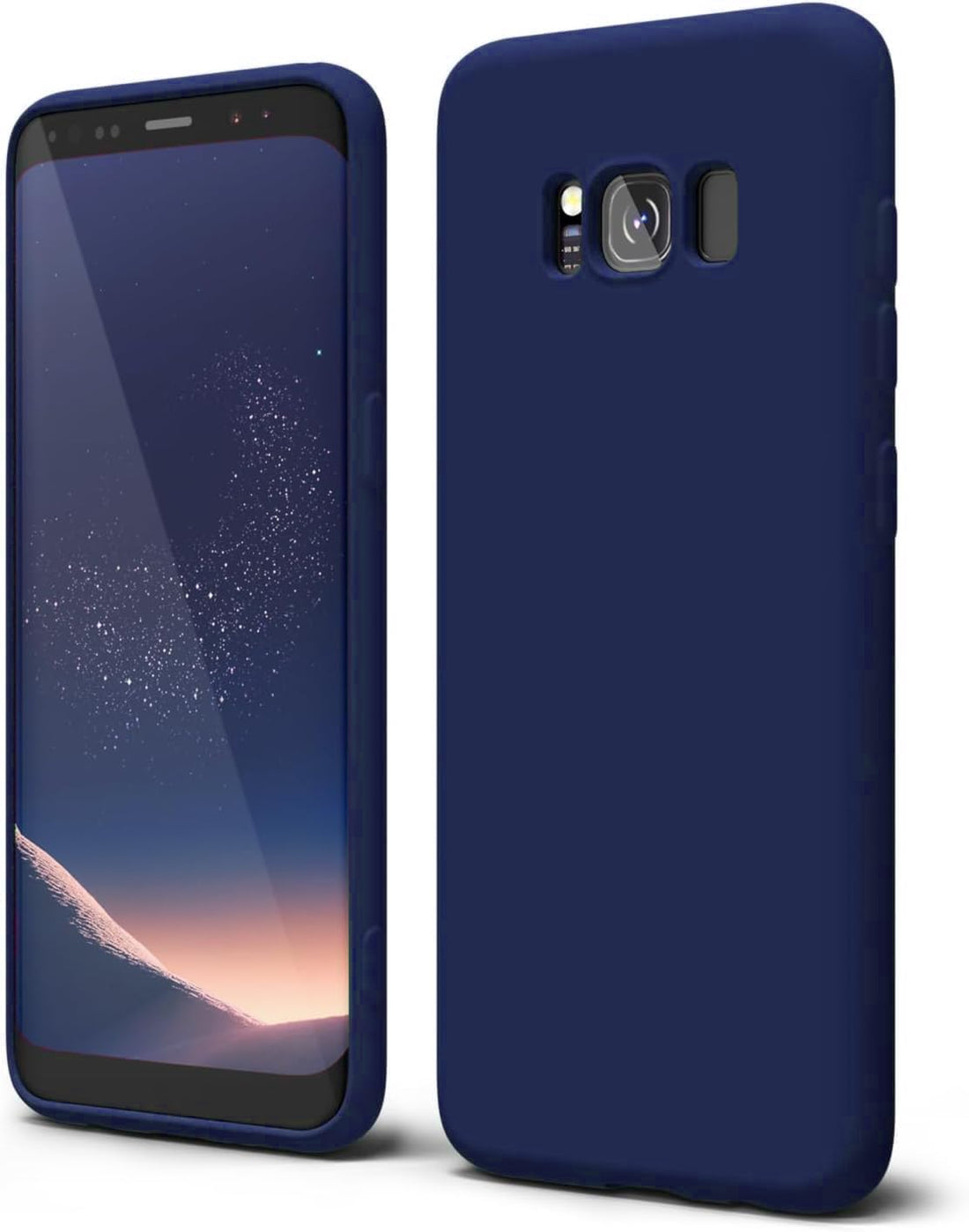 Silicone Case Compatible with Samsung Galaxy S8 Plus Soft Silicone Gel Rubber Shockproof Cover Matte Finish with Cloth Inner Lining (Navy)