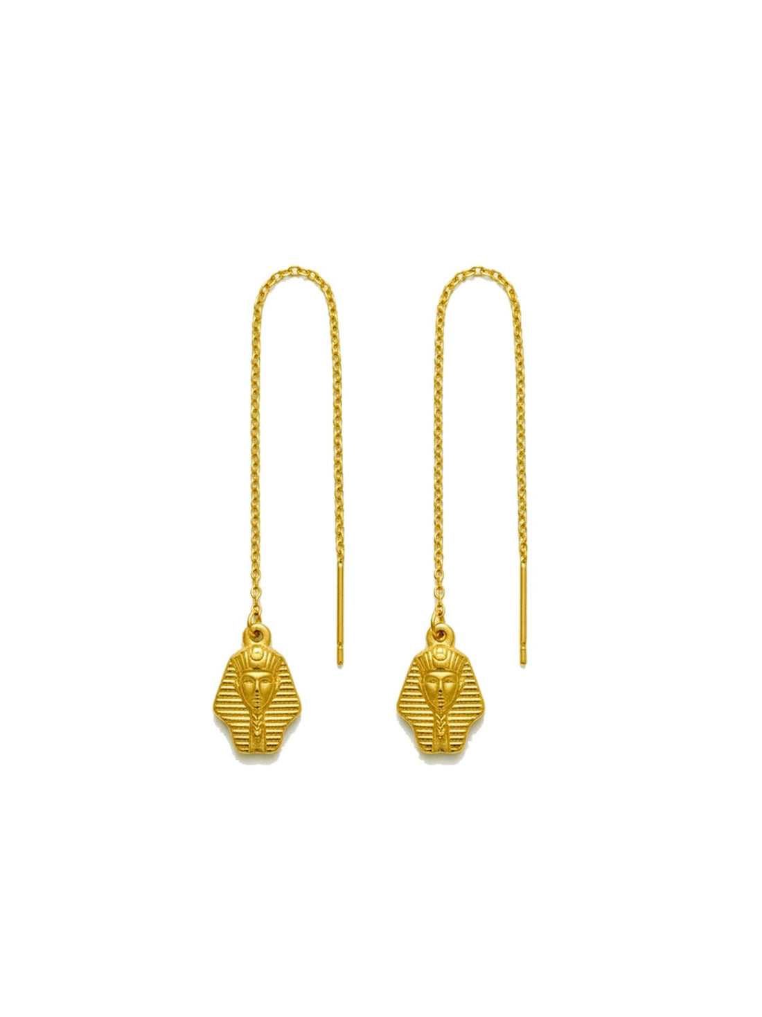 Julia Store 18K Gold Plated Stainless Steel Aesthetic Exquisite Luxury Elegant Dainty Cute Trendy Long Chain Dangle Ankh/Eye Of Horus/King Tut Egyptian Pull Through Threader Earring
