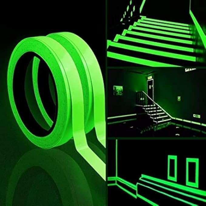 Luminous Glow In The Dark Waterproof Stair Light Sticker 5m Safety Warning Tape Green Light Self Adhesive Fluorescent Anti Slip Tape For Stairs Steps Corridors Theater Floors, Home Decoration 1 Roll