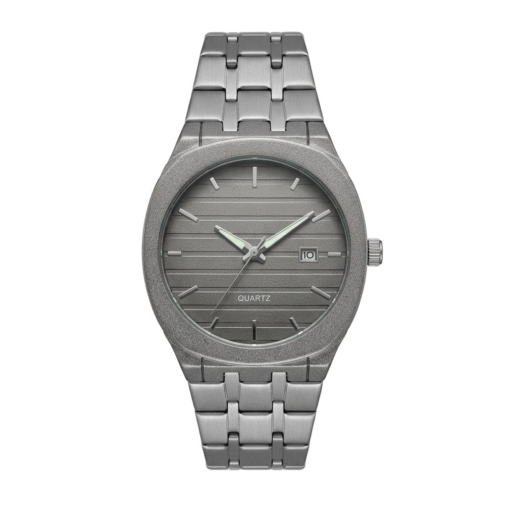 Luxury Men's Quartz Wrist Watch, Waterproof with Grey Dial Fashion Design - Stainless Steel Band with Date Window - Elegant Design for Business and Occasions