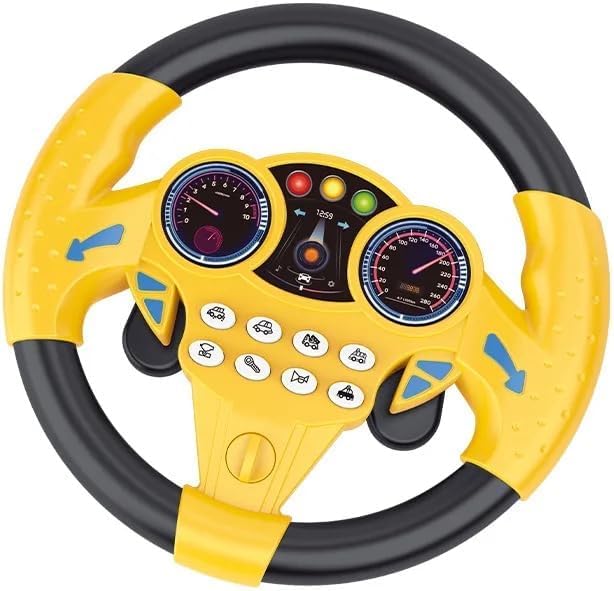KIDSZONE Interactive Steering Wheel Toy Driving Simulator for Kids Ages 3+ with Lights & Sound Effects (Yellow&Black)