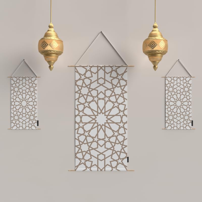 ART MOOD HOME Ramadan's Unique Nova Velvet Fabric Posters set Beige * White