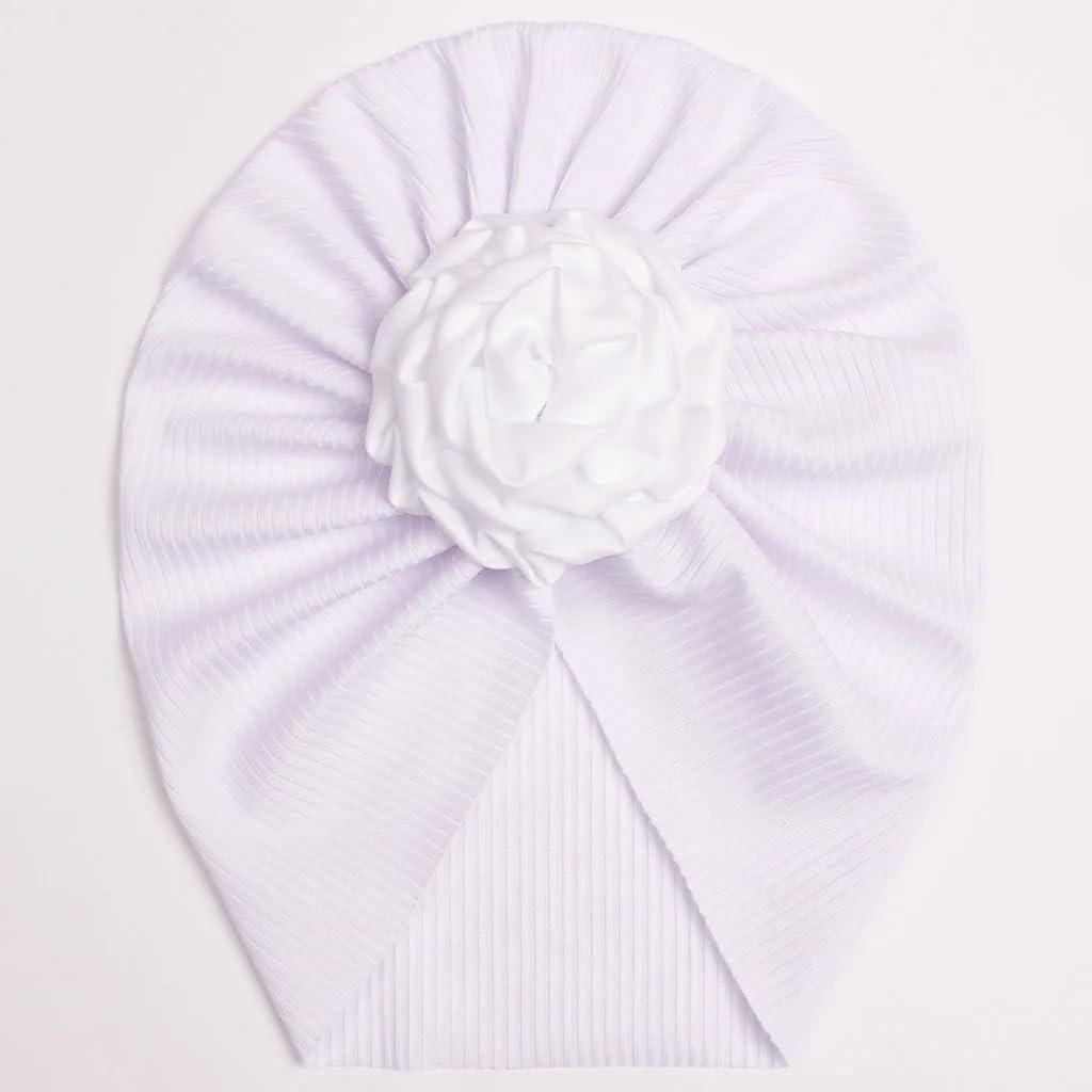 Nopatia Baby Girl Turban Hat Soft Stretchy Cotton Bonnet with Big Flower Bowknot Stylish Newborn Baby Girl Photography Props Comfortable Sensitive Skin (Multicolor)
