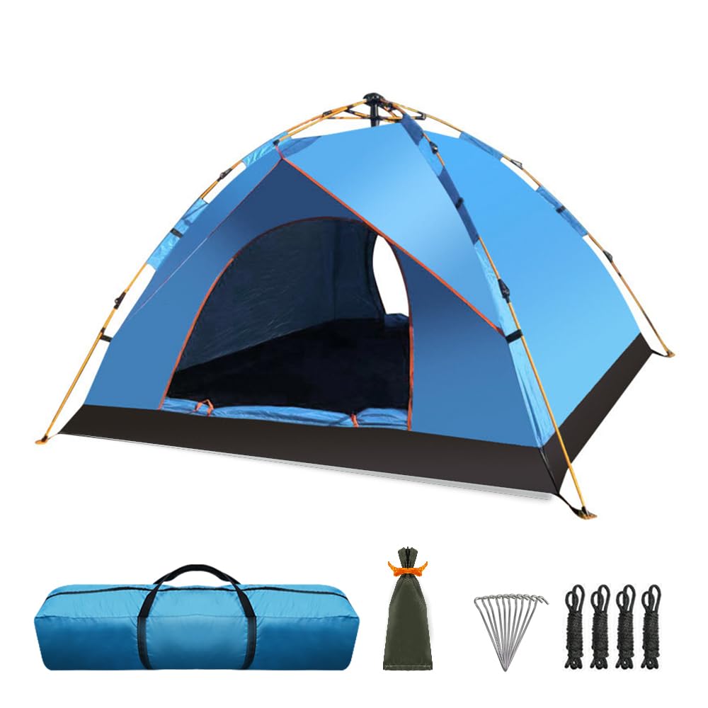 Meleg Otthon Pop Up Tent 4 People, Automatic Beach Shelter, UV Protection, 2 m x 2 m, Portable Waterproof Double Door for Camping, Travel, Fishing