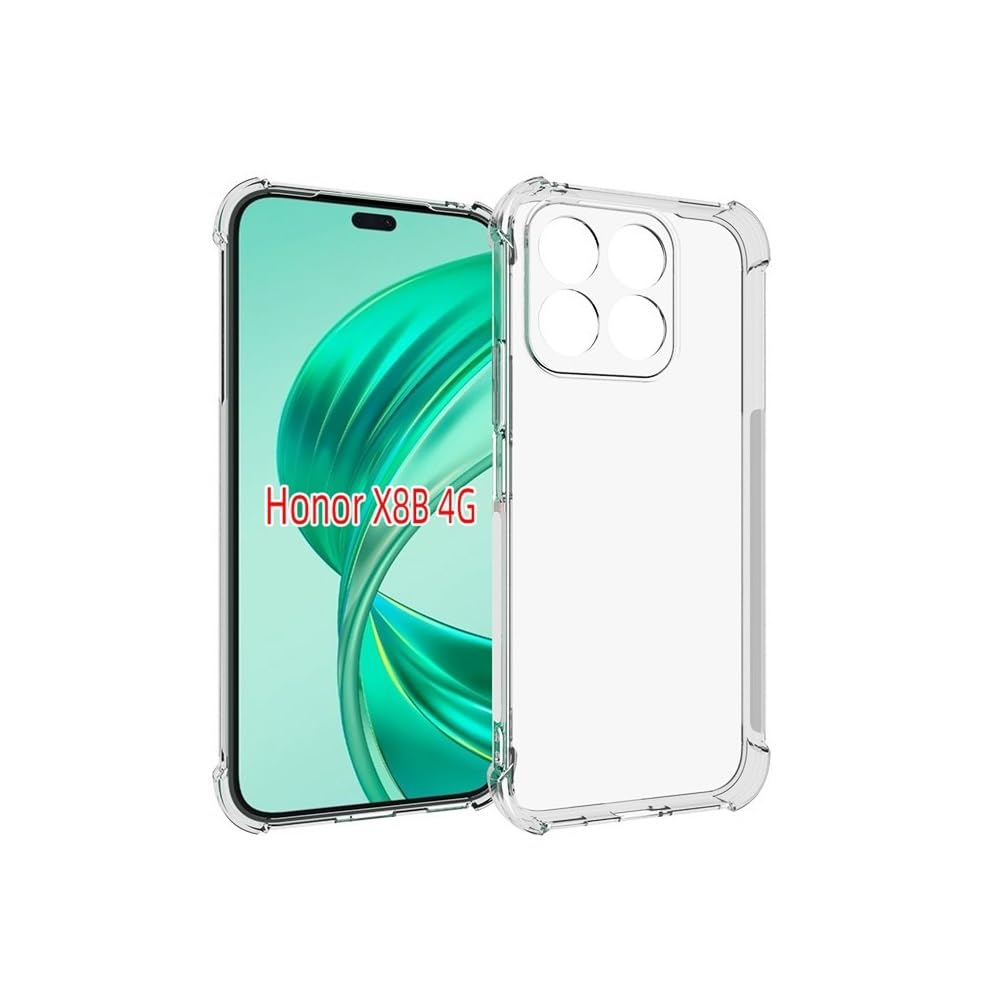 Beauenty Case for Honor X8b 4G, Shock-Resistant Flexible TPU Rubber Soft Silicone Phone Cover -Clear