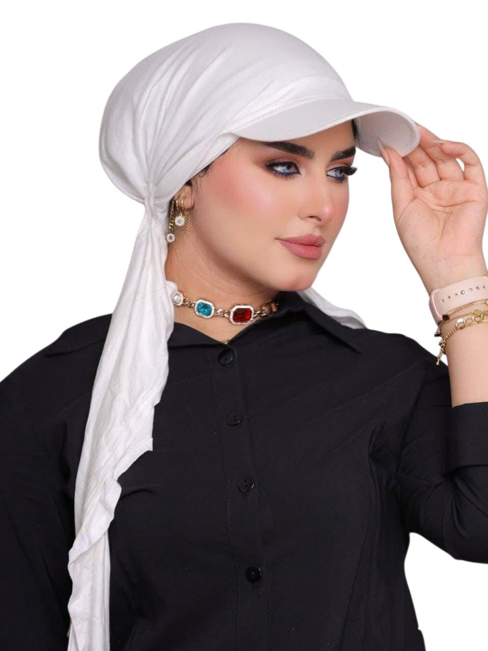 Cotton Ready To Wear Hijab With Hood, White