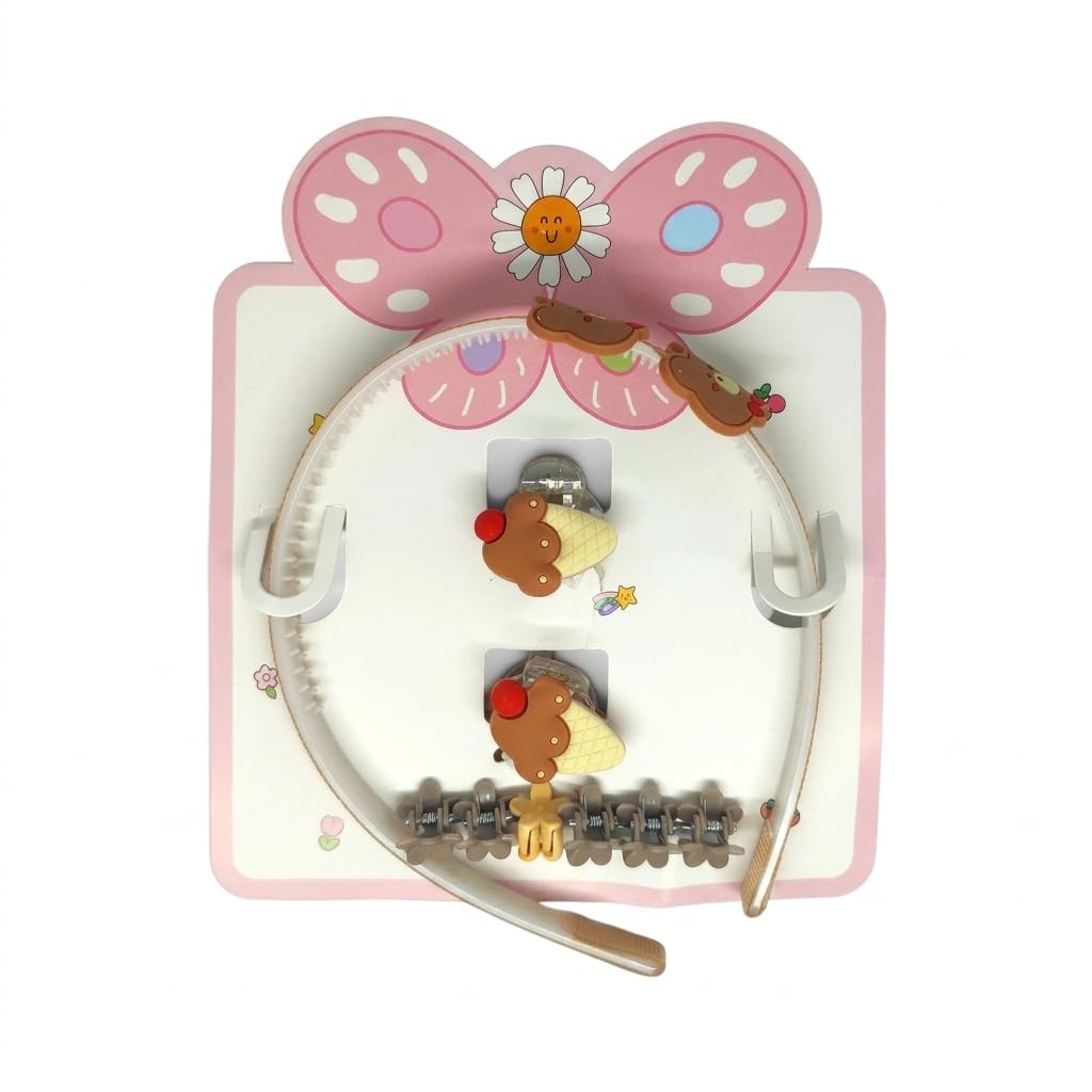 Catch Up Kids Hair Accessories Set for Girls – Headband & Hair Clips Set, Cute Comfortable Design, Soft Lightweight Accessories for Daily Use, School, Parties & Gift Idea