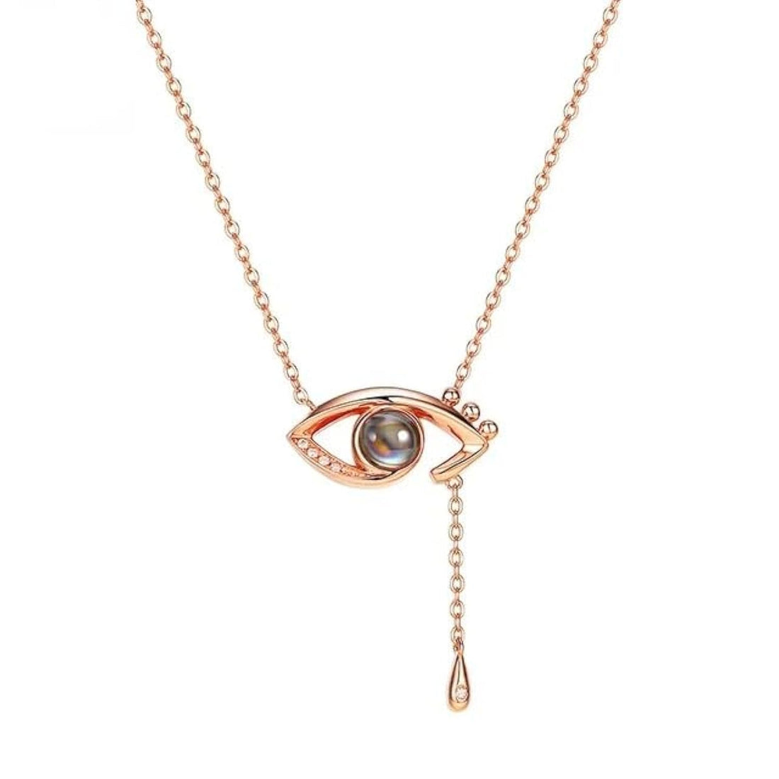 Retro Eye 925 Sliver 100 Languages I Love You Projection Pendant Couple Necklace For Lovers 2026 Trendy Couple Romantic Jewelry (Rose Gold)