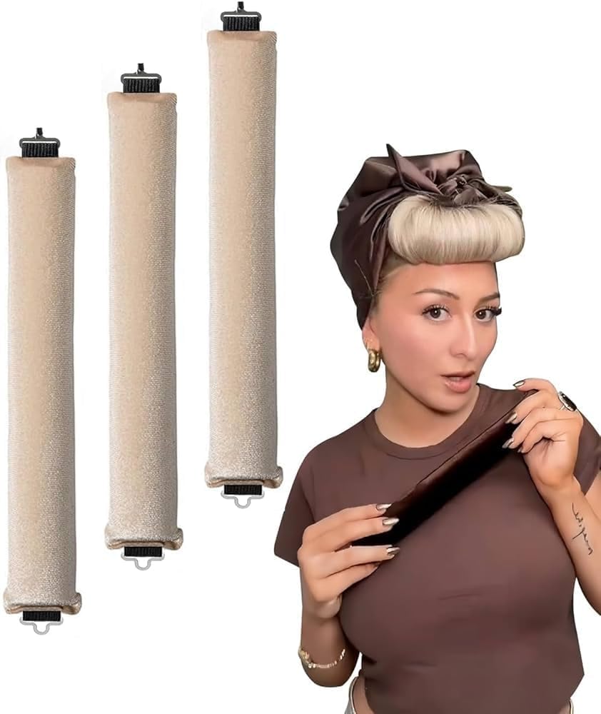 Fekra 3 Set Jumbo Heatless Hair Curlers for Long Hair Rods Heatless Curls Curling Headband No Heat Hair Rollers for Long Hair Volume Blow Out Women Hair Waver Tool (cc, Large)