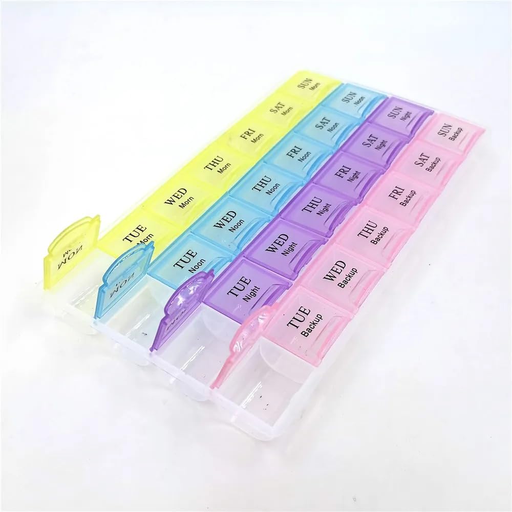 TINKLE medicine box organizer, Pill Organizer box for week, pill case, Pill Dispenser, Pill Boxes Pharmacy, Pill Identifier, Medicine Box, 4 Line Medicine storage Box - (2pcs)