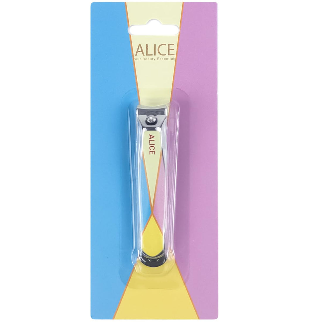 Alice - Nail Clipper, Stainless Steel Sharp Blade, Professional Nail Cutter For Men & Women, Luxury Wild Style (Tri-Tone Blue & Pink & Light Lemon)