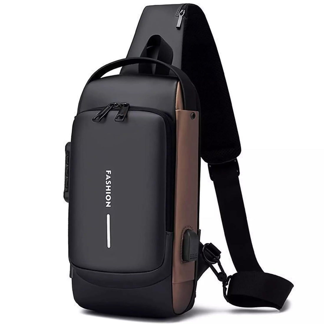Multifunctional Backpack for Men Women Waterproof Crossbody Shoulder Chest Bag Anti-Theft Hard Shell with USB Charging Port and Password Lock Casual Business Travel Leisure Daypack, One Size
