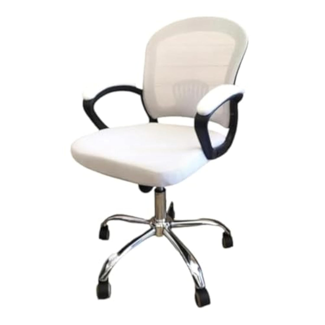 Executive Swivel High Chair with Adjustable Headrest Mesh Back and Strong Metal Star - Dream Desk (Medium Chair, White)