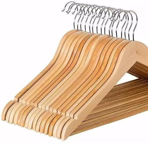 Wooden Clothes Hangers, Beige, Triangular Shape, 45x24 cm, 24 Pack, for Shirts, Trousers, Skirts