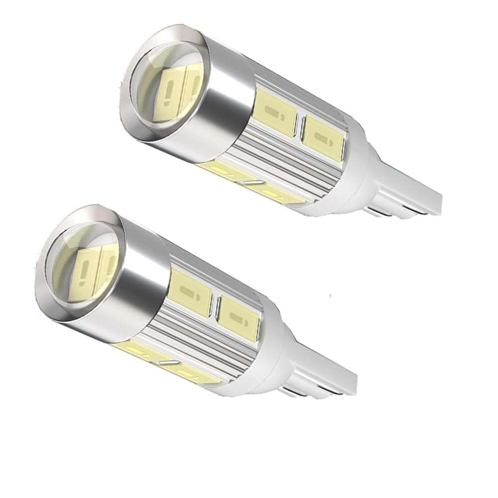 KaberMisr 2020 LED Lens Bulb W5W T10 LED Lens Bulb Super Bright Indoor Outdoor Light Bulb for Interior Lights Interior Lights Salon Bag Light for Car Bike Truck - White 10 LED - 2 Pack